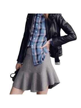 Madewell Atelier Flare A Line Wool Blend Skirt Gray with Zipper Size 2